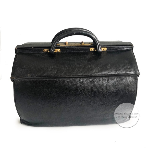 Louis Vuitton Doctors Bag Cabin Train Case Antique Black Grained Leather Rare - Picture 3 of 15